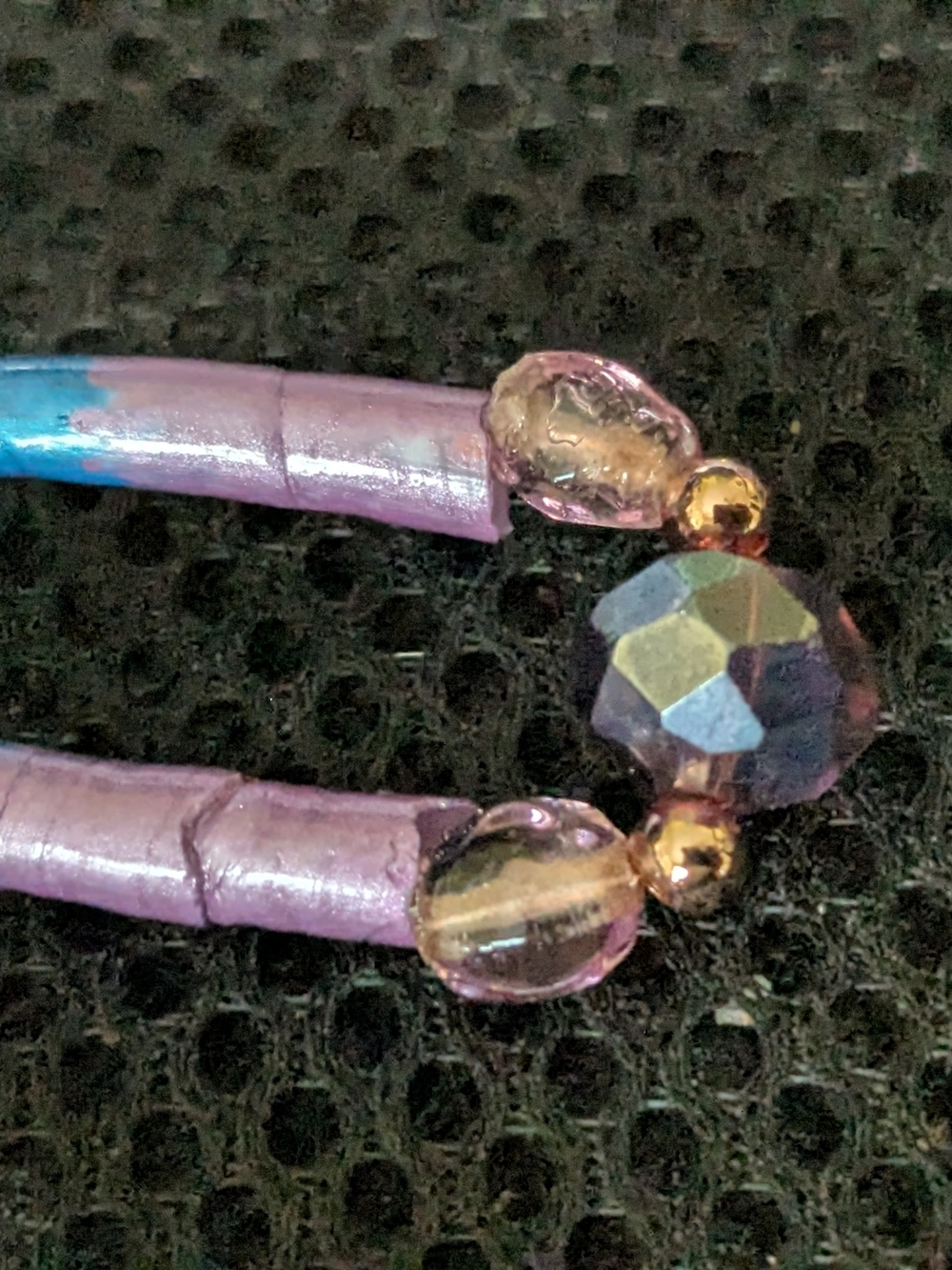 Holographic Mirror Blue & Purple Geometric Tribal Dangle Earrings - Picture 5 of 6